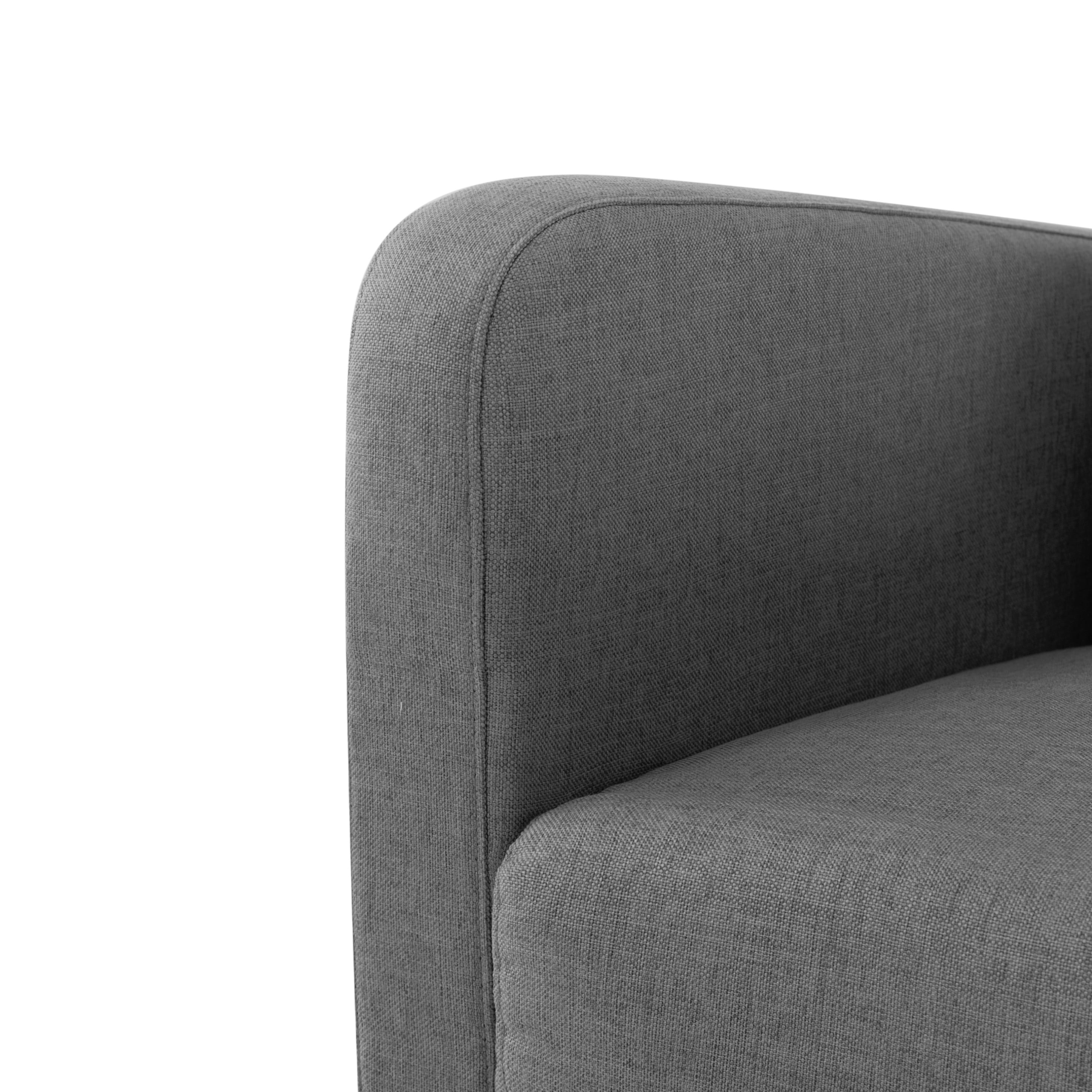 BSHTI Mid-Century Wood Accent Chair with Backrest and Armrest, Modern Upholstered Chair in Linen Fabric, Upholstered Dining Chair with Solid Wood Legs for Reading Nook, Apartment