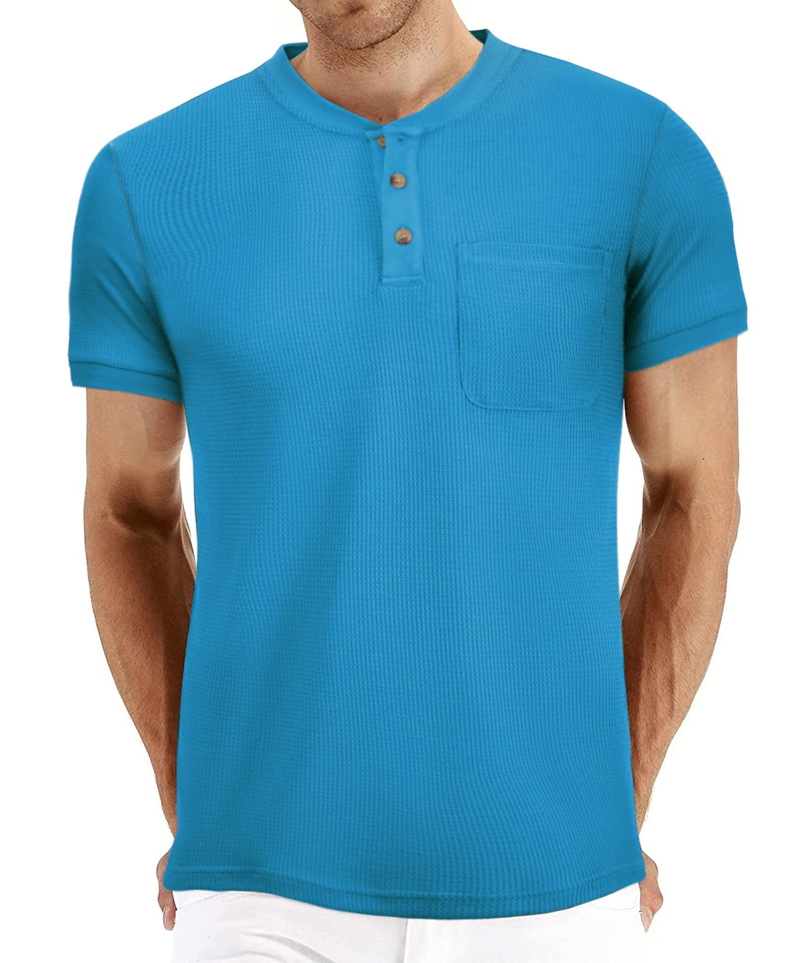 SCODI Men's Henley Shirts Short Sleeve 3 Button Casual TShirts Slim