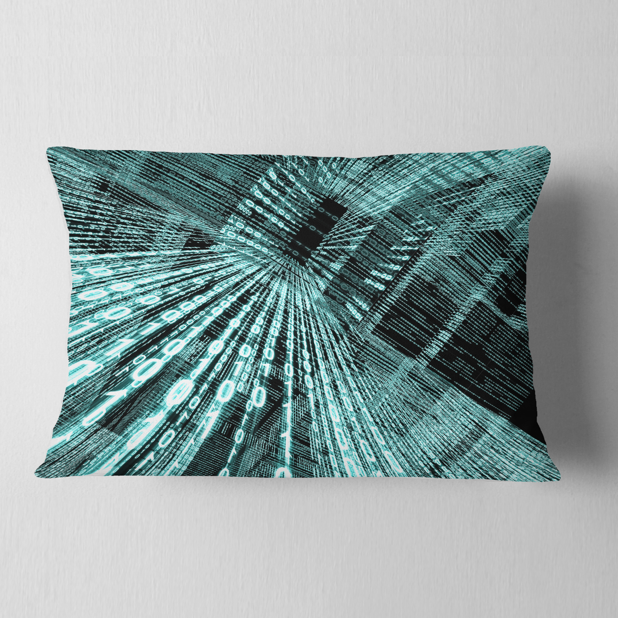 Designart Binary Code - Contemporary Throw Pillow - 12x20