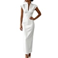 thumbnail image 2 of QUNYINEY Formal Wedding Guest Dresses for Women Plus Size Long Short Sleeve White Elegant Bodycon Dress Work Party Slim Fit V Neck Business Dresses, 2 of 7