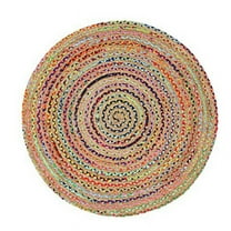 Jaipur Art And Craft natural color 180x180 6 x 6 Square feet)(70.20 x 70.20 Inch)Multicolor Round Jute AreaRug Carpet throw