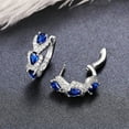 thumbnail image 3 of Clip On Hoop Earrings Featuring Vintage Magazine Style and Blue Zircon, 3 of 6