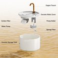 thumbnail image 3 of Ceramic Cat Water Fountain, 2.1L/71oz Automatic Ceramic Drinking Fountain for Cats, Dogs, Pet with Ultra-Quiet Pump and Filter & Sponge (White), 3 of 8