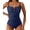 Blue, variant on Swimsuit Women One Piece Swimsuit Tummy Control Ruched Slimming U-Wire Cutout Swim Suits Swimwear