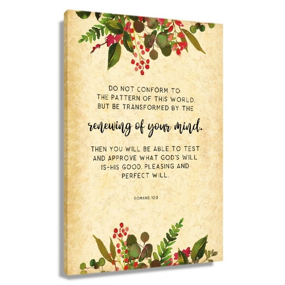 Bible Verse Wall Art Botanical Wall Art Romans 12 2 Canvas Paintings For Bedroom Contemporary Prints Unframed 12x18 in