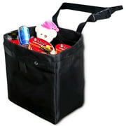 Zone Tech Fully Leak Proof Vehicle Litter Bag - Classic Black Black Universal Traveling Portable Car Trash Can
