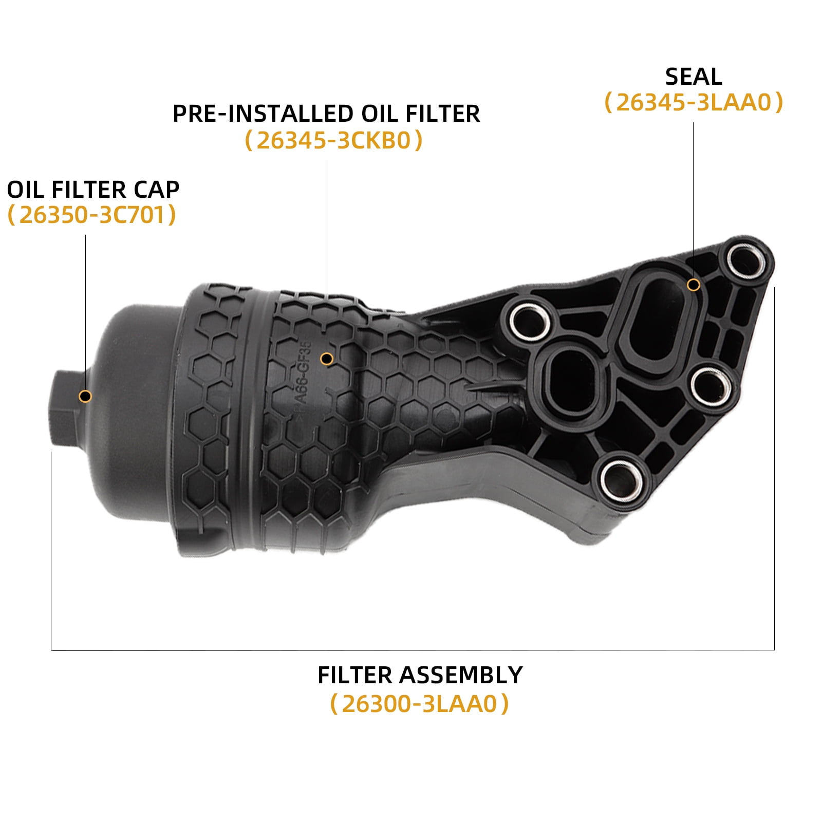 Dasbecan Oil Filter Housing FOR Hyundai Palisade Kia Sorento Sedona 2017-2024 #26300-3LAA0 263003LAA0