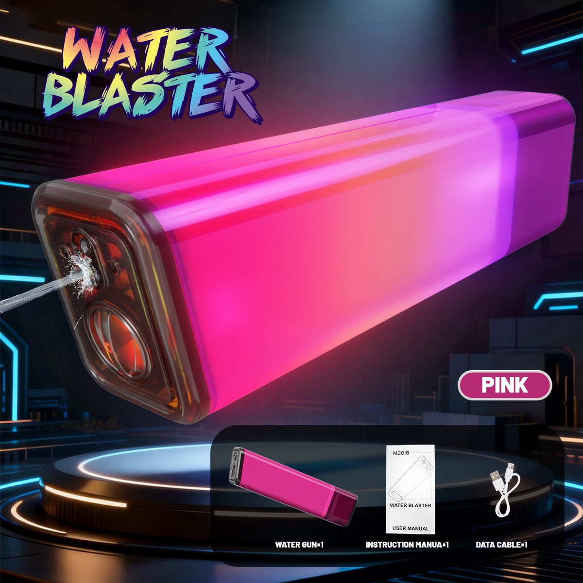 syligr Electric Water Blaster Toy, Automatic Continuous Shooting, Flashing LED Lights & Dynamic Sound Effects, Cool Color Changing Outdoor Water Blaster, Large Capacity Summer Pool Beach Water Toy