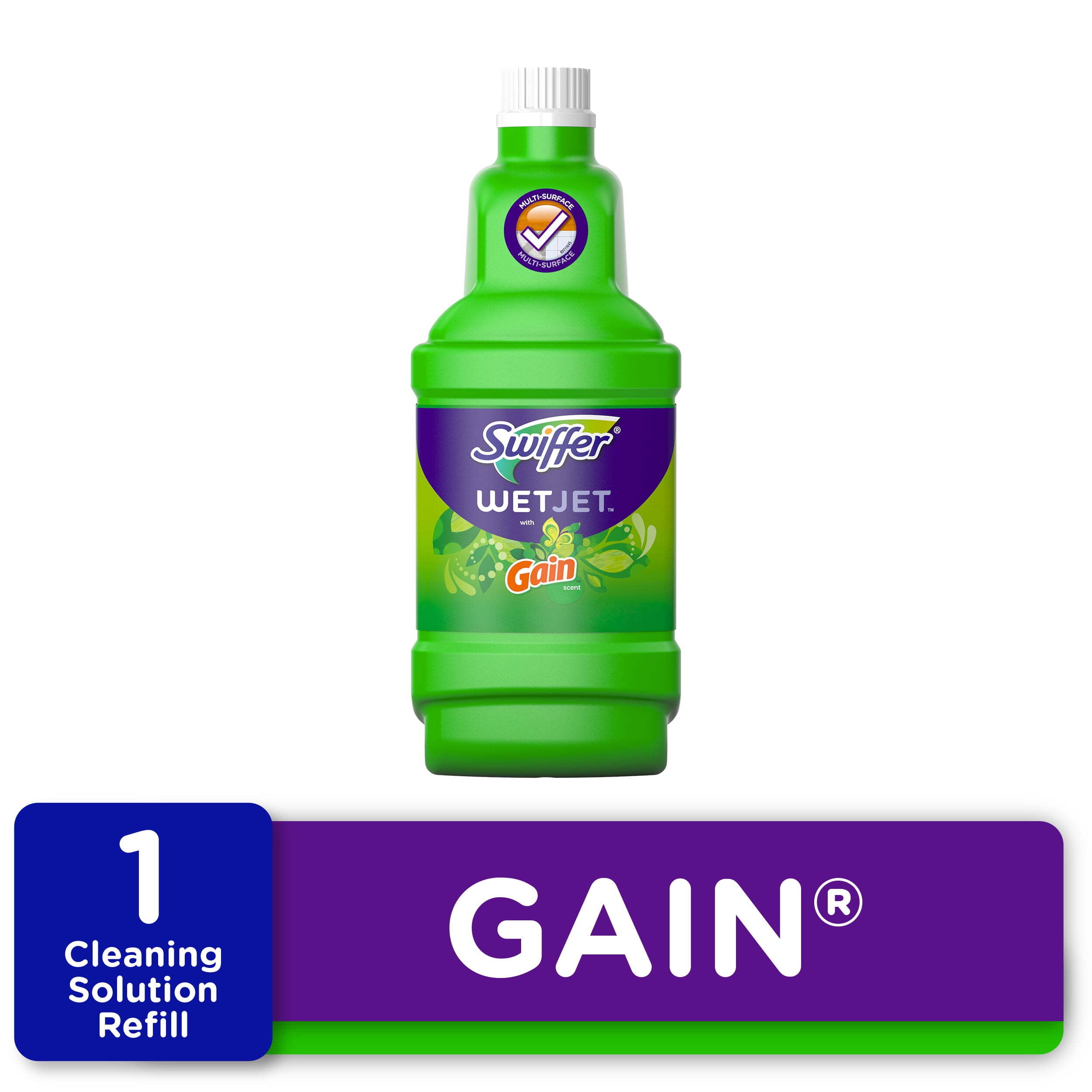 Swiffer Wet Jet Mop Refill Solution, Wood, Laminate, Tile, Floor Cleaner, Gain, 42.2oz
