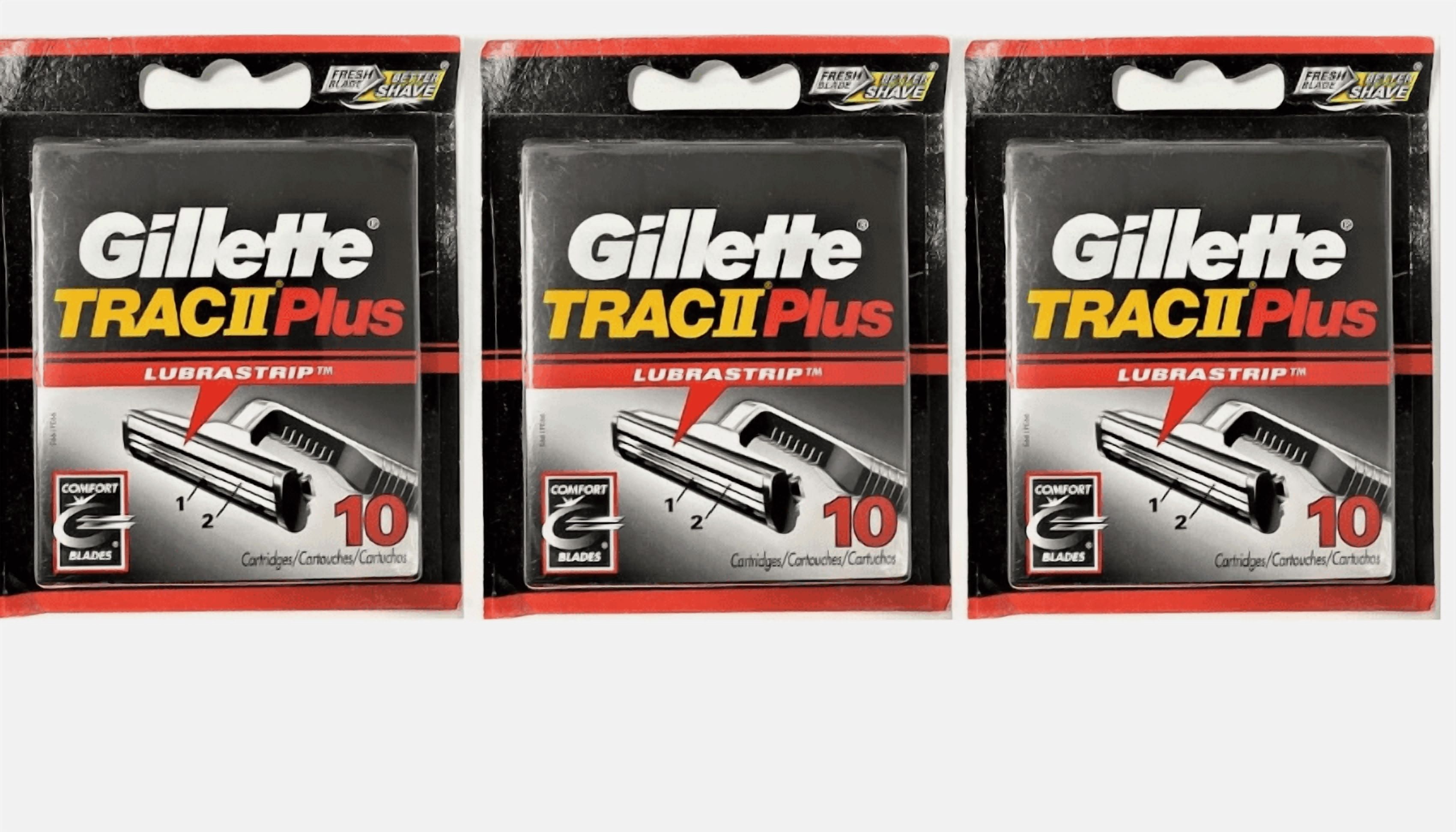 Gillette Trac II Plus Refill Razor Blades 10 ct. (Pack of 3)