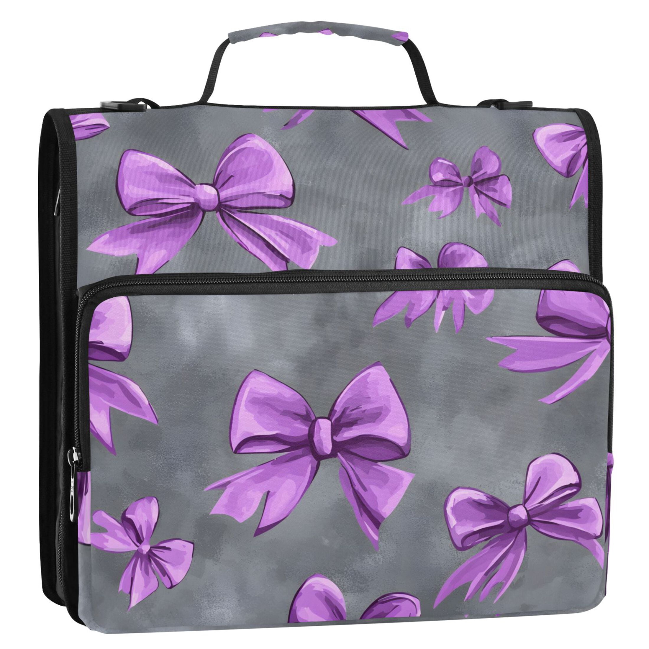 ALAZA Zipper Binder Bows on Grey 3 Ring Trapper Keeper File Folder Organizer Bag