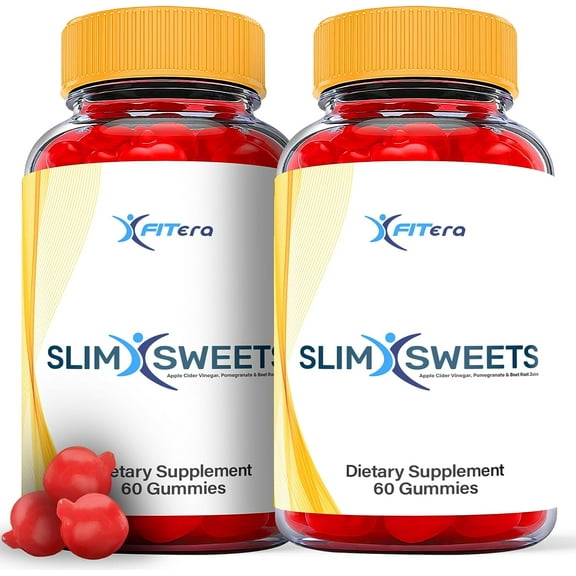 (2 Pack) Fitera Slim Sweets Keto ACV Gummies - Apple Cider Vinegar Supplement for Weight Loss - Energy & Focus Boosting Dietary Supplements for Weight Management & Metabolism - Fat Burn - 120 Gummies