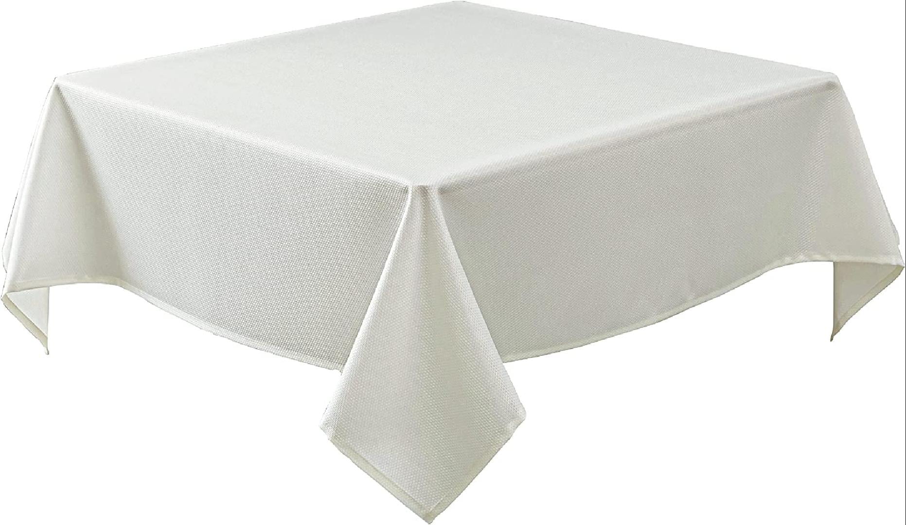 Textured Fabric Tablecloths 90 X 90 Inches Square, Ivory Water