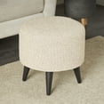 thumbnail image 2 of DecMode Polyester Chevron Textured Stool with Black Wooden Legs, Beige, 2 of 9