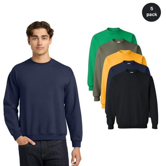 Gildan High Visibility Safety Crewneck Sweatshirt, Men's 5-Pack Mix Safety Sweatshirt, Workwear, S