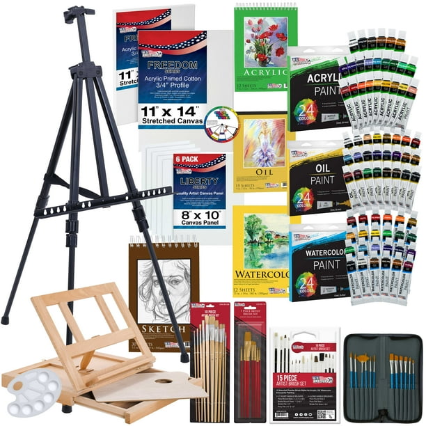US Art Supply 133Piece Deluxe Artist Painting Set with Aluminum & Wood