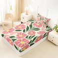 thumbnail image 4 of jejeloiu Modern Floral Twin Sheets For Girls,Bold Pattern Bedding,Pink Cream Green,3-Piece,1 Fitted Sheet and 1 Pillowcase, 4 of 6