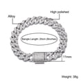 thumbnail image 2 of FEEL STYLE Male Silver Plated Round Zircon Cuban Chain Bracelet for Men Women 11MM 7", 2 of 5