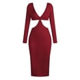 thumbnail image 1 of New Womens Dresses Solid Color Women'S Fashion Sexy V-Neck Long-Sleeved Open-Waist Open-Back Dress Tight Hip Skirt, 1 of 6