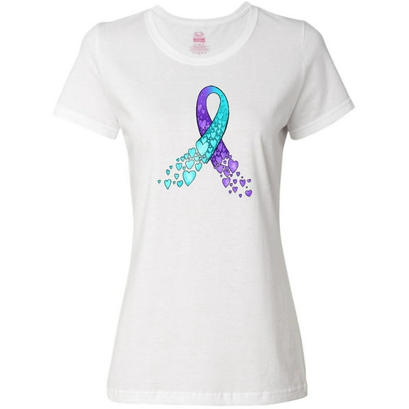Inktastic Suicide Prevention Ribbon with Blue and Purple Hearts Women's T-Shirt