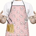 thumbnail image 2 of Pink Cow Cherry Pattern Apron-Garden Aprons for Women with Pockets-Cotton Linen Waterproof Kitchen Cooking Gardening Aprons Adjustable for Kitchen,Cooking,BBQ and Salon 33x27 Inch, 2 of 7