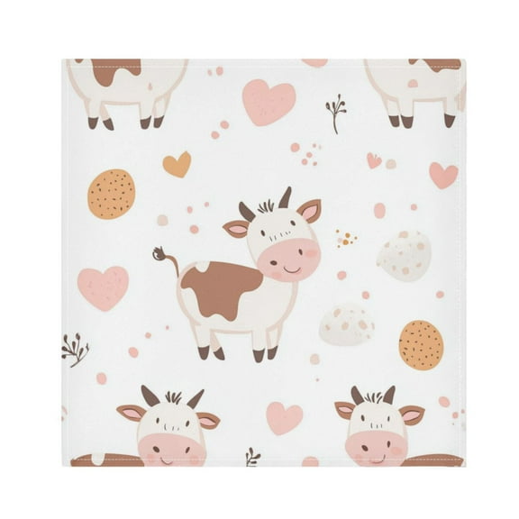 Satin Polyester Napkins - 20x20 InchSingle-Sided Printed Napkins, 1-Piece/4-Piece/6-Piece Set, DIY Personalized Table Setting，Many Cows