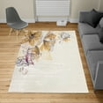 thumbnail image 2 of Flowers Turkish Area Rug, Buds Leaf at the top Left Corner Season Celebrating Theme Illustration, Soft Carpet for Living Room Decor, 5.2' X 7.6', Amber White, by Ambesonne, 2 of 4