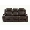 thumbnail image 2 of Power Motion 1pc Reclining Sofa w Drop Down Console Brown Gel Leatherette Living Room Plush Couch, 2 of 5