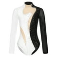 thumbnail image 3 of Yruioon Figure Ice Skating Dress Roller Skating for Women Rhinestone Competition Dance Costume Black&White S, 3 of 6