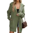 thumbnail image 2 of Women'S Button Down Cardigan Sweaters Oversized Lapel Chunky Warm Loose Soft Knit Outwear Green S, 2 of 9