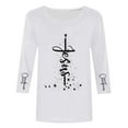 thumbnail image 5 of Craaazy Christmas Gifts For Women Crew Neck 3/4 Sleeve Xmas Shirts Funny Santa Christmas Tree Graphic Pullover Snowman Sweatshirts Womens Tops, 5 of 5