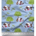 thumbnail image 1 of Soimoi Velvet Fabric Tree & Dog Kids Print Sewing Fabric Yard 58 Inch Wide, 1 of 1