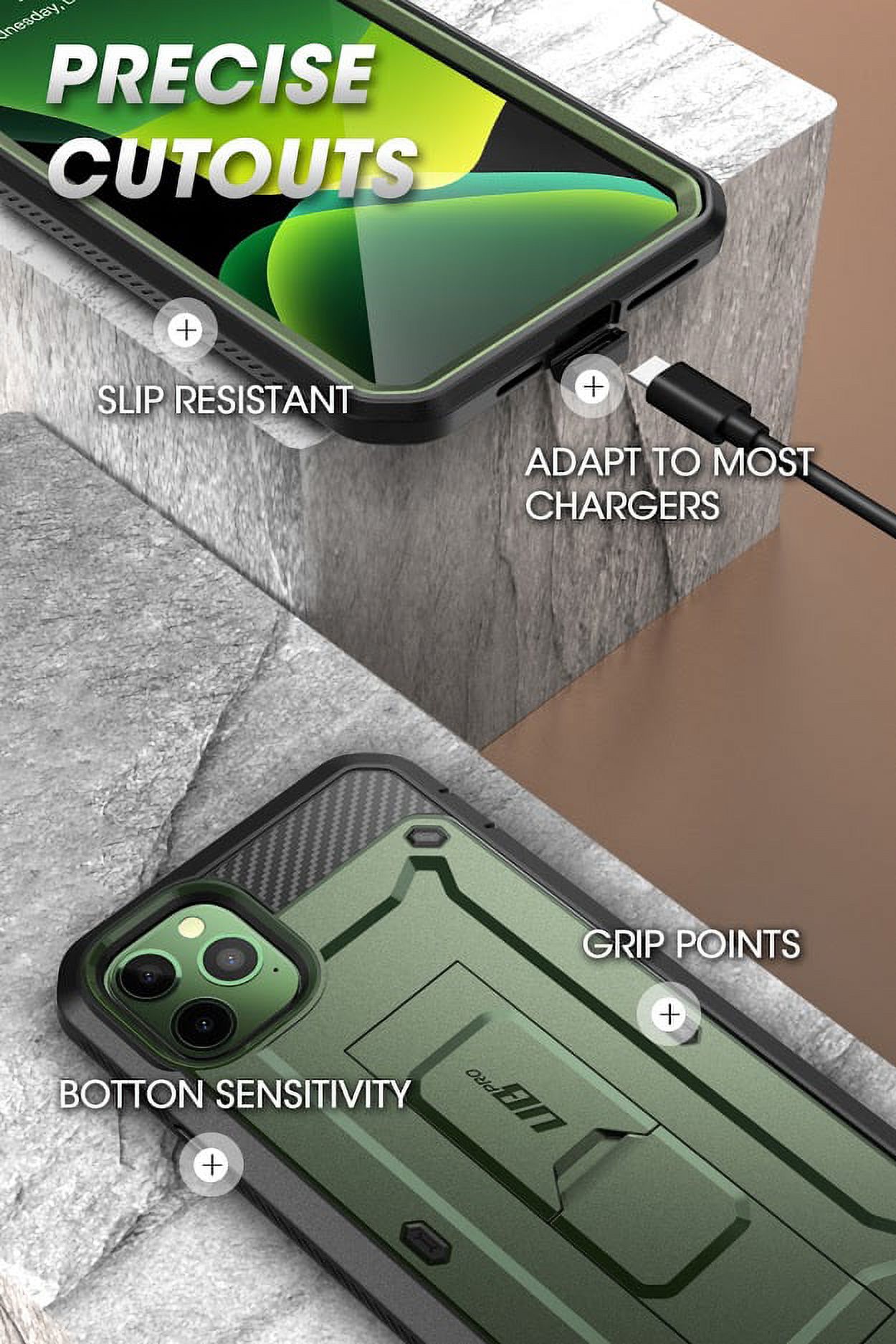 SUPCASE Unicorn Beetle Pro Series Case Designed for iPhone 11 Pro 5.8 Inch (2019 Release), Built-in Screen Protector Full-Body Rugged Holster Case (MetallicGreen) - image 3 of 8