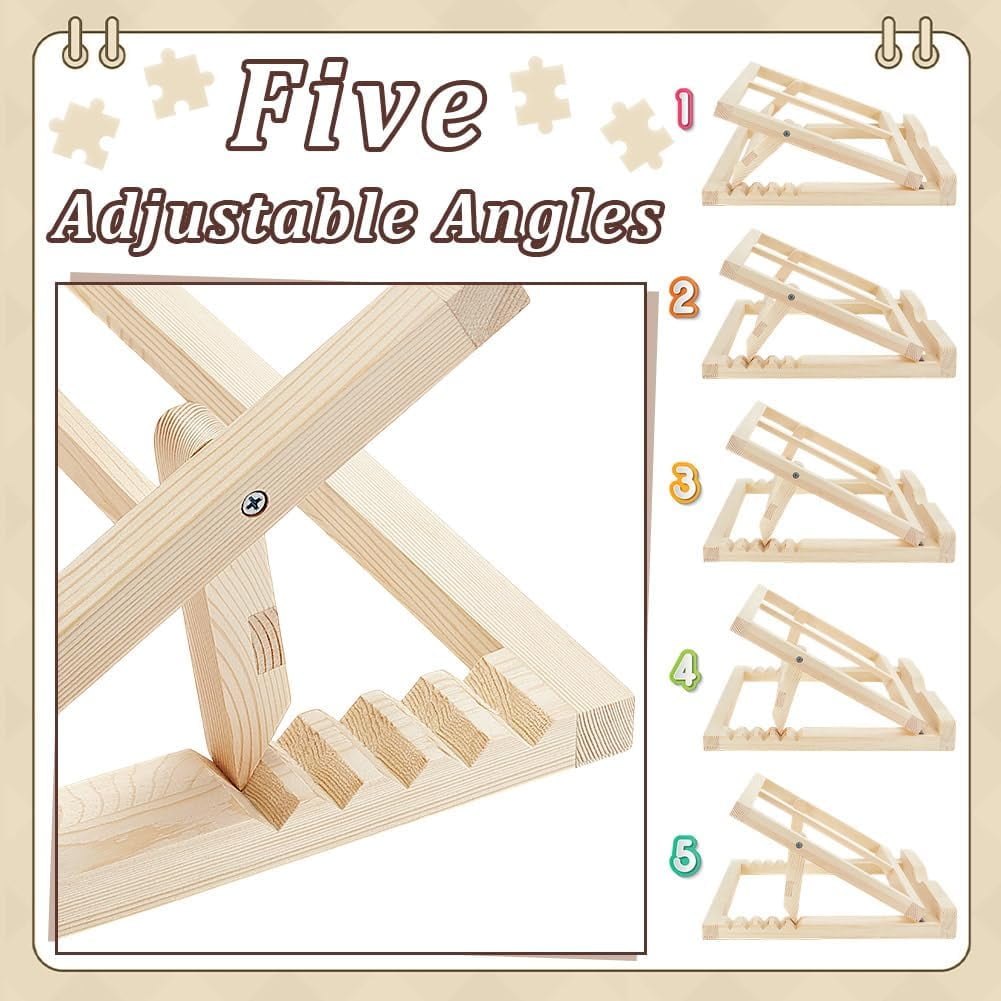 Board Stand with 3 Adjustable Tilt Angles 15.7x12.5 inch Wood Easel Large Wooden Holder Portable Wooden Stand Horizontal Wooden Bracket for Table Adults Activities Birthday Mixed Color