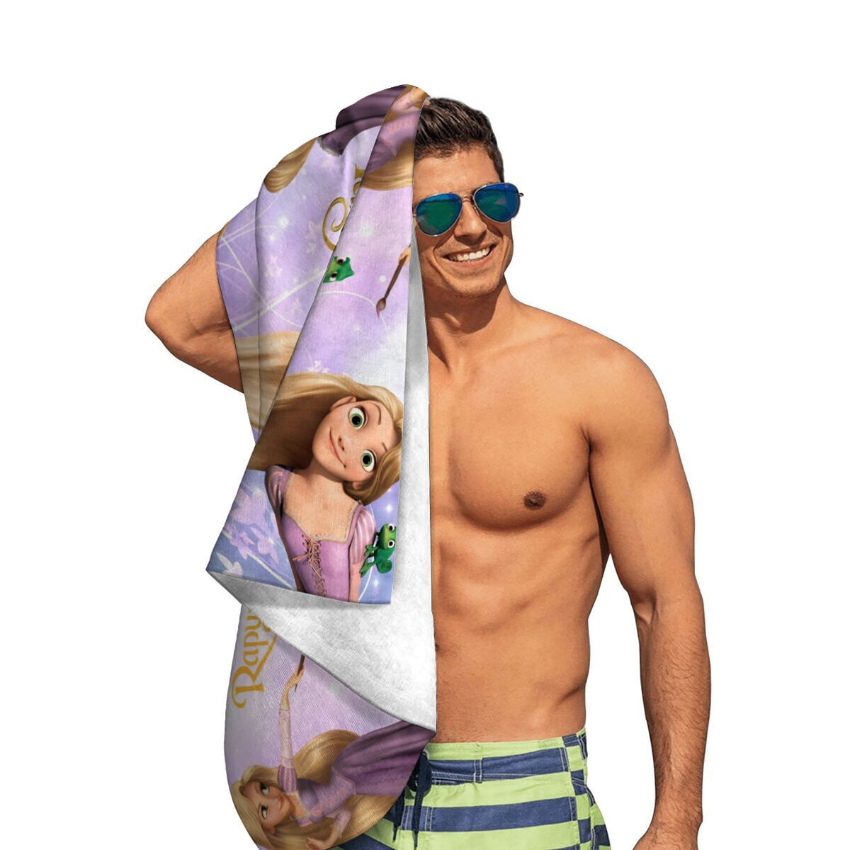 Tangled Long Hair-theme Gifts Quick-dry Beach Towel for Women Girl Birthday Inspired Fan Bath Outdoor Music Lover30.7 x 71in（78 X 180 CM）