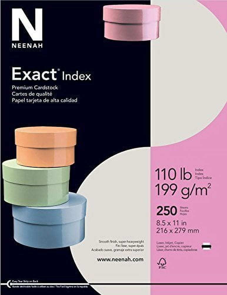 Exact Index Cardstock, 8.5" x 11", 110 lb/199 gsm, Gray, 250 Sheets (48598)
