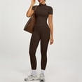 thumbnail image 6 of Women's 2 Piece Gym Set Short Sleeve Zip Up Activewear Top and Leggings, 6 of 9