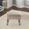 thumbnail image 4 of Home Soft Things Super Soft Faux-Fur Upholstered Stool Ottoman, Light Brown, 19"x13"x17", 4 of 7