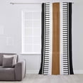 thumbnail image 3 of Modern Brown Black Semi Sheer Curtains Drapes for Living Room, Bedroom, French Doors Window 96 Inches Long, Boho Contemporary Geometric Striped Rod Pocket Chiffon Curtain Drapery Voile Drape Panel, 3 of 6