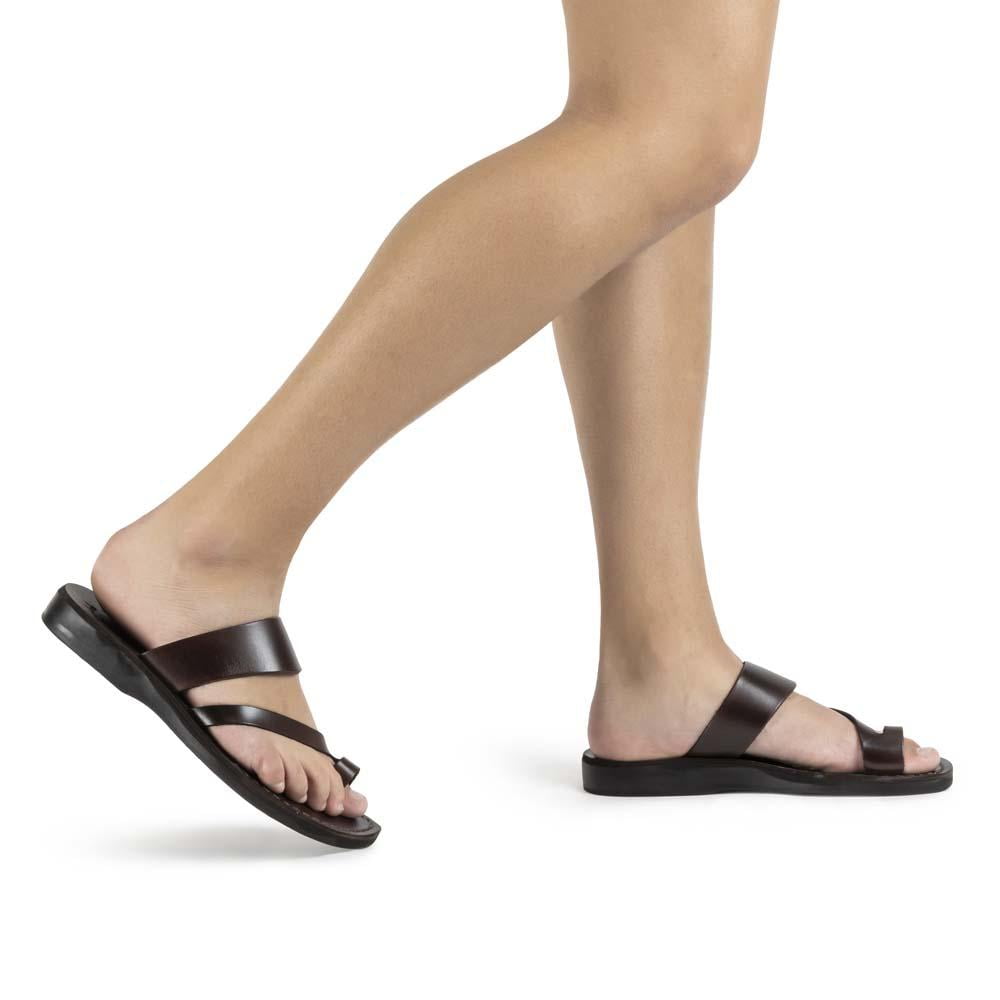 leather toe ring sandals women's