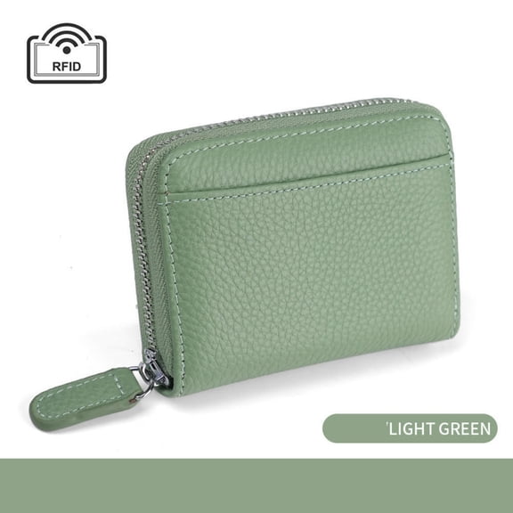 Credit Card Holder Wallet RFID Blocking Slim Genuine Leather Organizer Zipper Pocket Id Card Pouch Case Purse with 20 Card Slots for Women