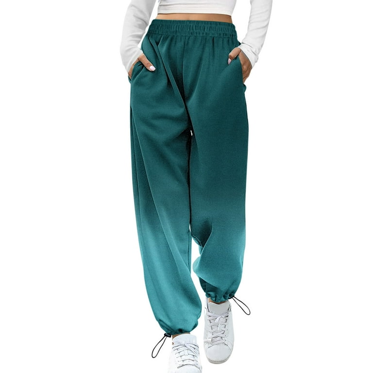 Women Fashion Sweatpants Stylish Gradient Printing Trousers High Elastic  Waist Baggy Drawstring Pants with