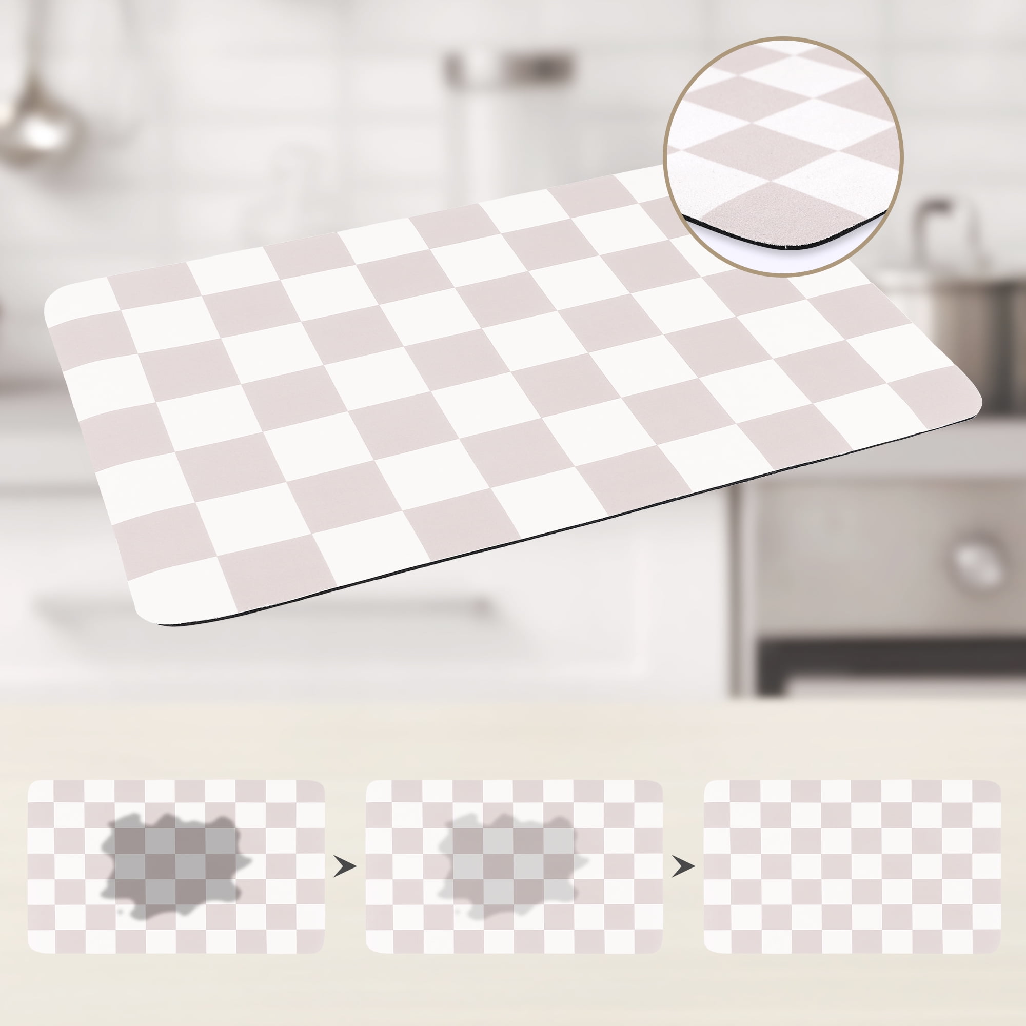Unique Bargains Diatomaceous Stone Elegant Dish Drying Mat Beige 19.7*11.8 inch