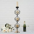 thumbnail image 2 of Efavormart 28" Metallic Gold & Black Geometric Candle Holders Three Tiers Stacked Design Votives Wholesale Holders with Amber Glass, 2 of 11