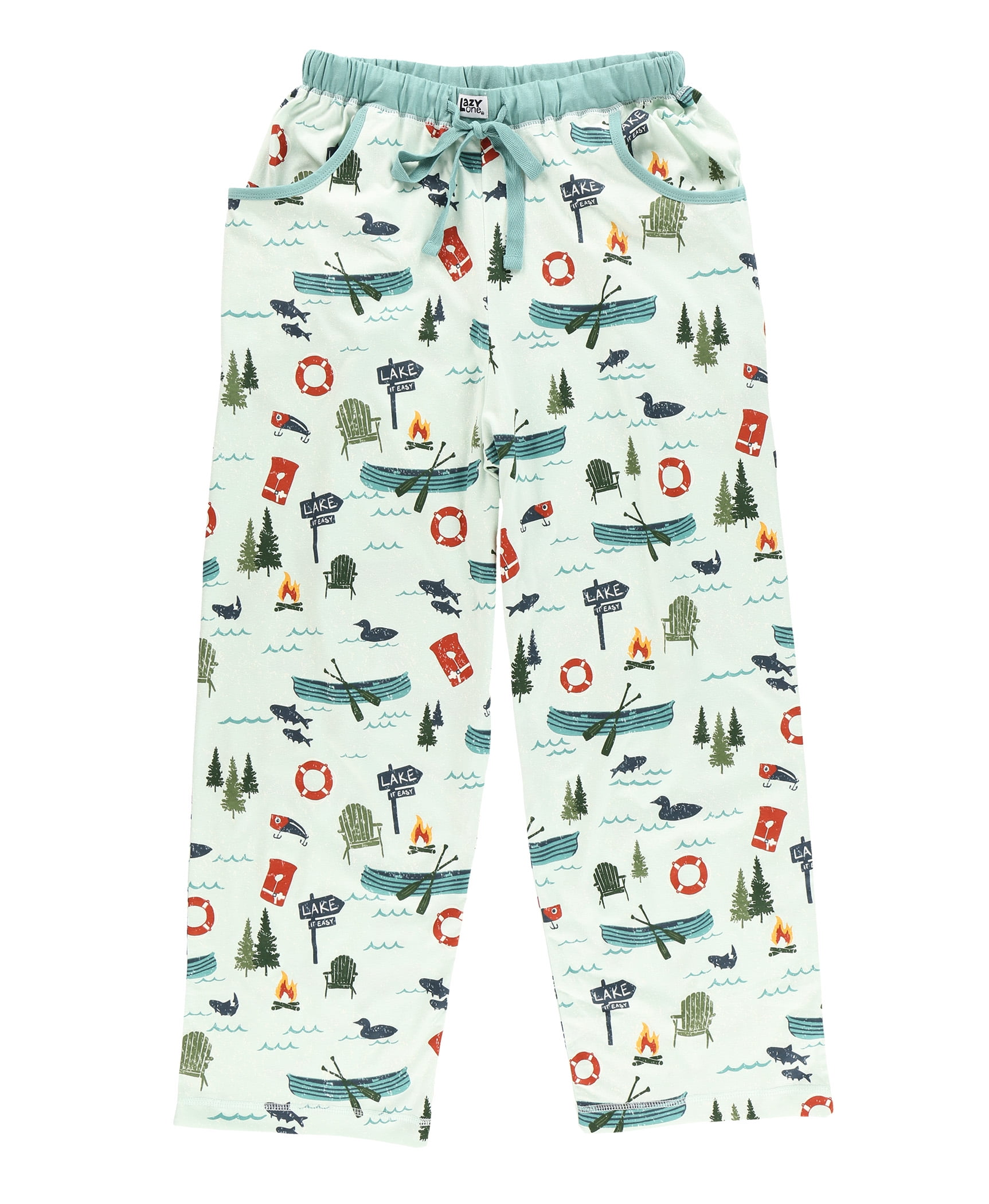 LazyOne Pajamas for Women, Cute Pajama Pants and Top Separates, Lake It Easy, Large