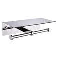 thumbnail image 1 of Double Toilet Paper Holder with Shelf Polished Chrome, APLusee SUS304 Stainless Steel Contemporary Bathroom Tissue Roll Holder Cell Phone Storage Rack, 1 of 10