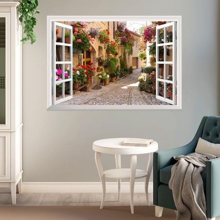 Fake Window Wall Stickers Faux Opening Windows for Bedroom Office ...