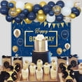 thumbnail image 6 of Navy Blue Gold Balloon Garland & Arch Kit for Men Women Boy Birthday Party Decorations Set with Happy Birthday Photo Backdrop Studio Birthday Photography Background, 6 of 6