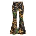 thumbnail image 3 of Grblisyd Girls Uniform Pants Kids Stretchy Elastic Waist Camo Maple Leaf Print Flare Pant with Pockets for 5-15 Years, 3 of 6