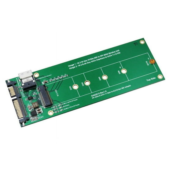 Slimline SAS (SFF-8654) and SATA to M.2 SSD Adapter
